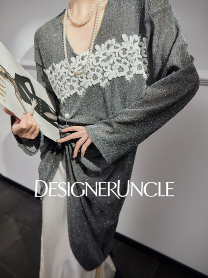 DGU "Twilight Dust" new waist loose and slim foreign high-end gray T-shirt - POWER ?