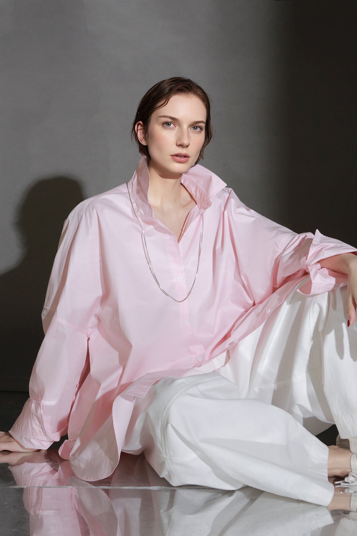 PIAOIN minimalist silhouette commuter shirt oversize versatile loose luxury -COX.