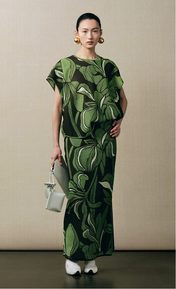 ZHUCHONGYUN jacquard long knitted skirt - URAMESHI.