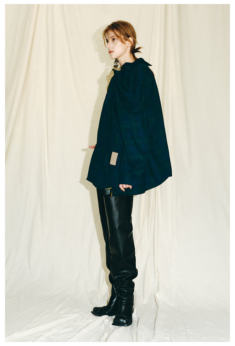 MAYALI autumn winter contrast panels luxury asymmetrical cotton  shirt - Sayyi