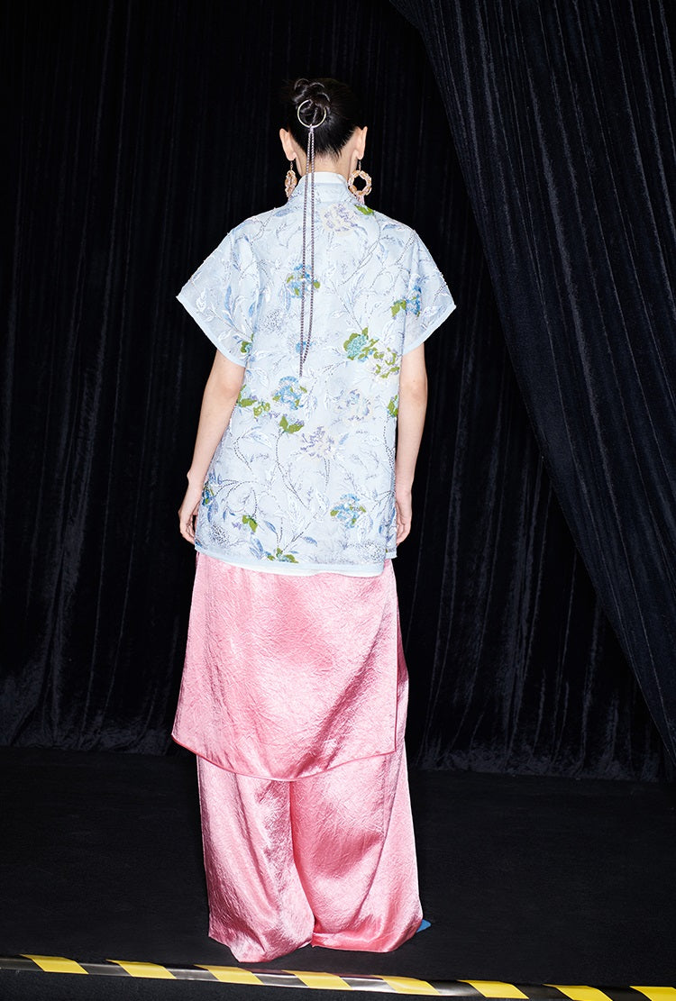 M essential Ma Kay designer Jiyi embroidery silk hand-dyed embroidery top - FEGI.