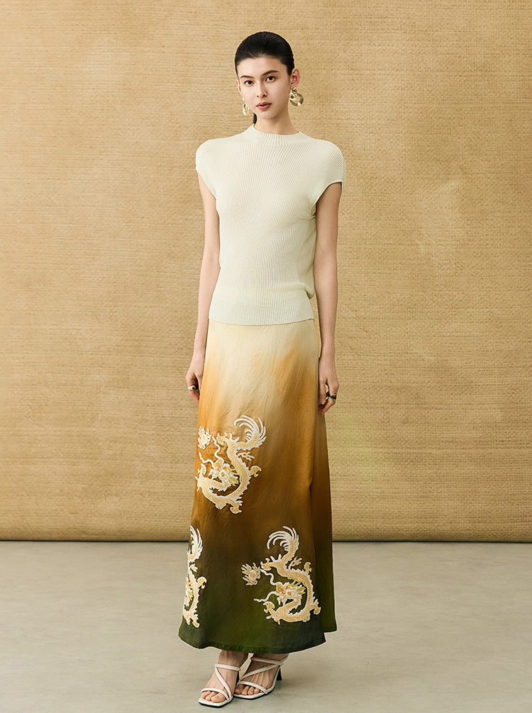 HECO Chinese comfortable neck sleeveless knitted T-shirt - QUEEN.