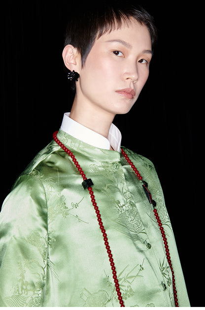 M essential Mackay luxury Jacquard stand-up collar shirt skirt pant set - eleven