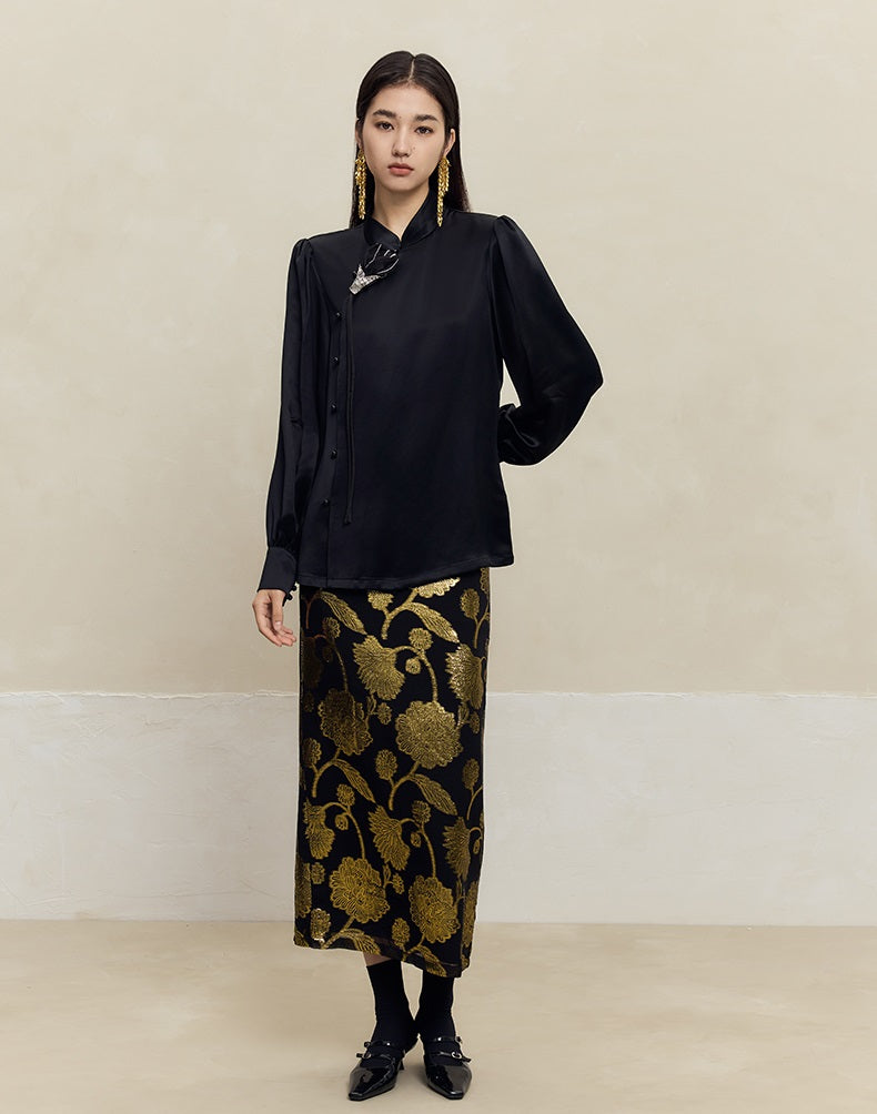 HECO Three-dimensional Handmade Stand-Up Collar Shirt Top Woman - all.