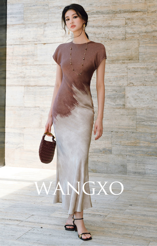 WANGXO | Elegant Bias-Cut Waist Fishtail Dress-ADRIANA.