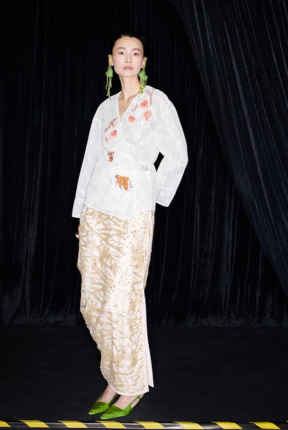 M essential Ma Kai designer Jinghui embroidered fabric upright structure long skirt - WINDA.