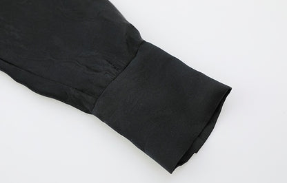ZHUCHONGYUN Black wrap-style mulberry silk v-neck top-VANI.