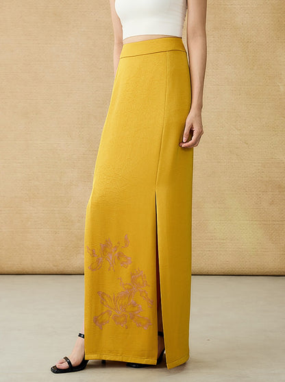 HECO summer high-waisted straight hip slit long skirt - KRISTOFF.