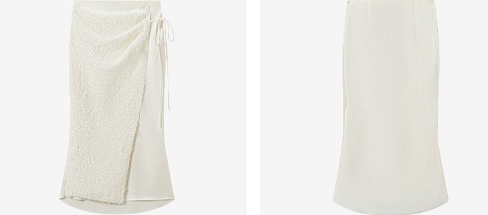 COMME MOI Lv Yan designer summer new women's satin panel asymmetrical straight skirt - MESSIAH.