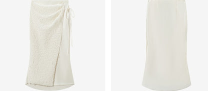 COMME MOI Lv Yan designer summer new women's satin panel asymmetrical straight skirt - MESSIAH.