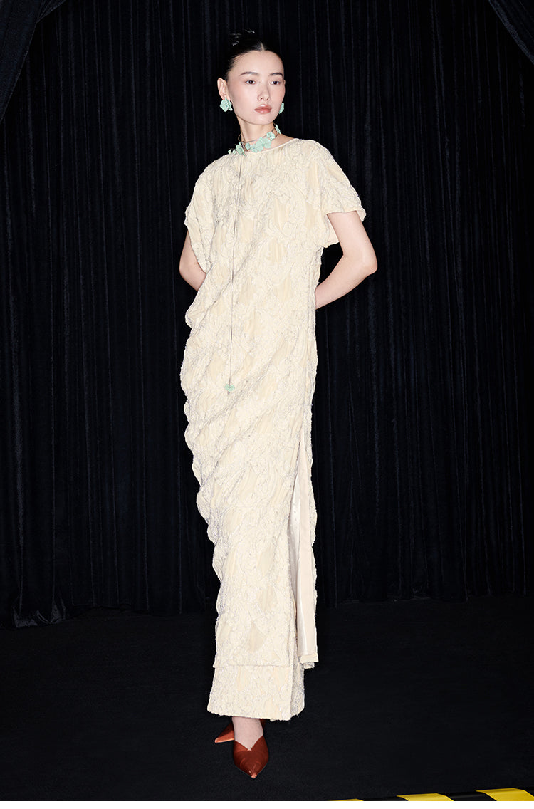 M essential Mackay designer Prima Jacquard irregularly cut short-sleeved dress - rebel.