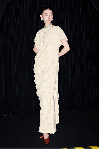 M essential Mackay designer Prima Jacquard irregularly cut short-sleeved dress - rebel.