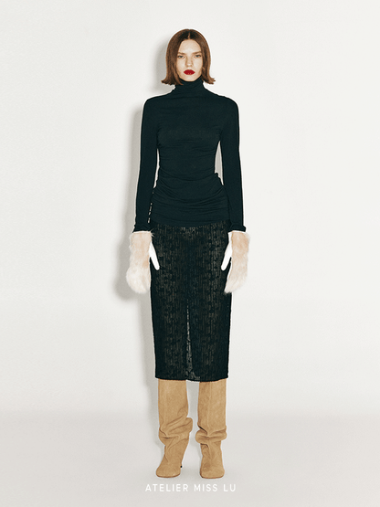 AtelierMissLu Fall/Winter 2024 Faux Fur Stitching Design Styling Gloves - PRINCE