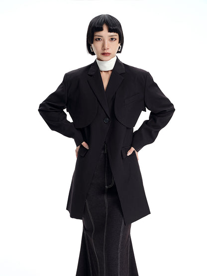 TINY IN cinched waist cut-out two-piece women's black suit vest -SEER