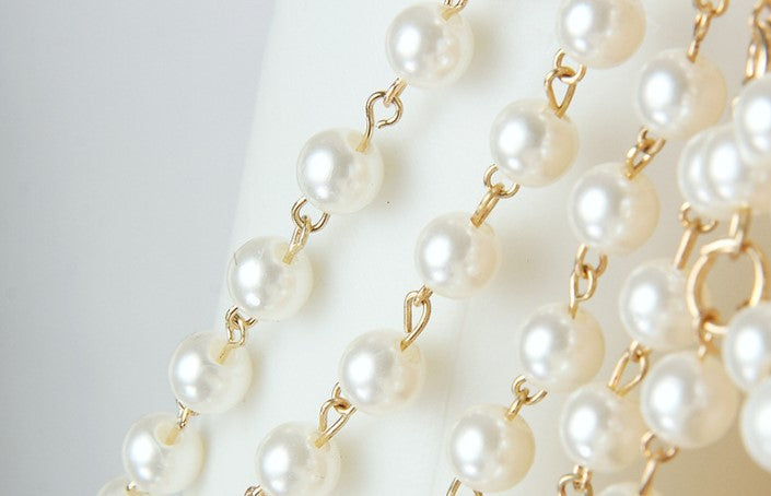 DOLLY Elegant French Style Cream Ruffled Lace Fake Two Piece Midi Dinner Dress-KAKA