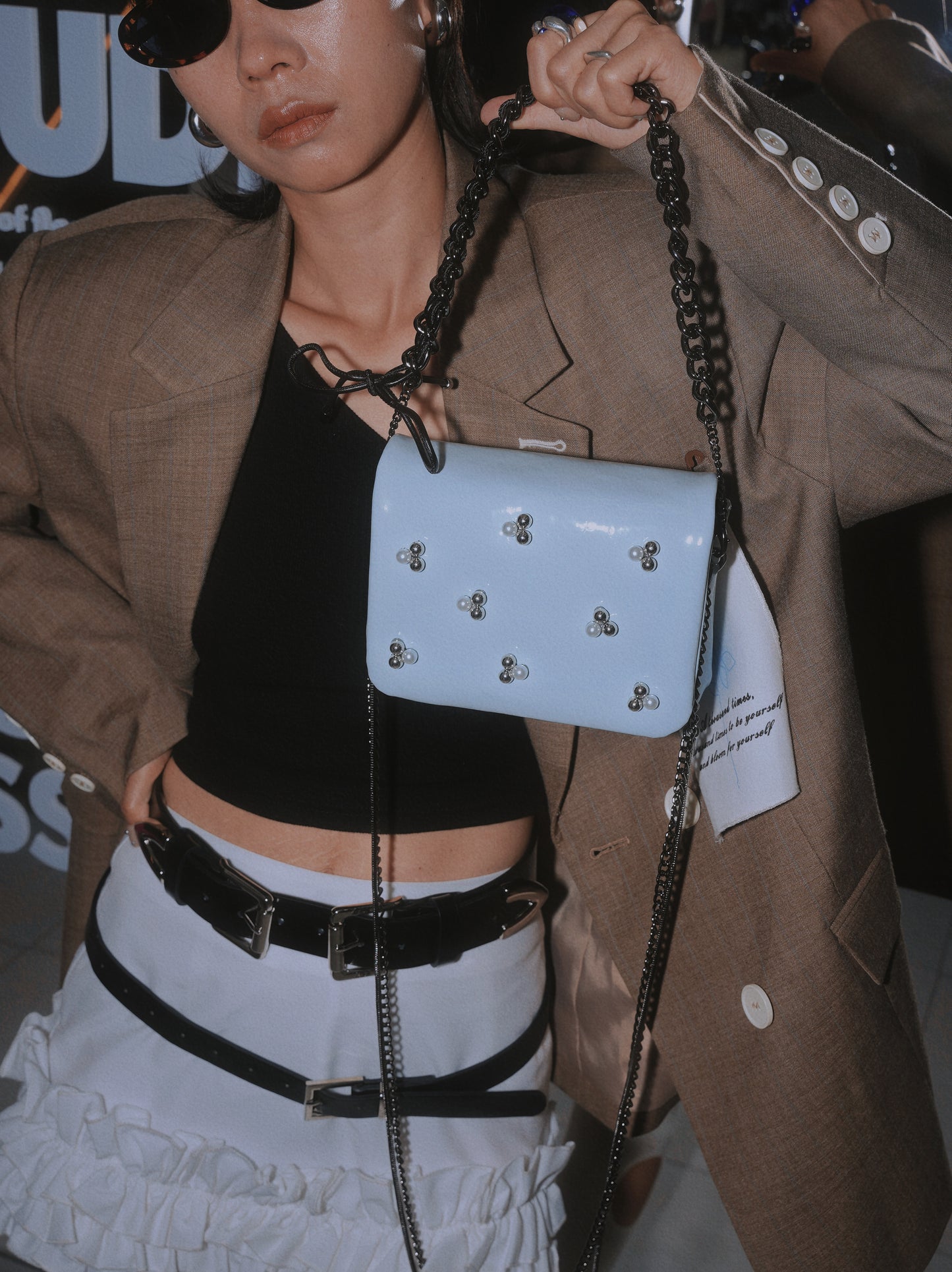 IUBALLET Leather Pearl Chain Crossbody Small Bag - BENSON.