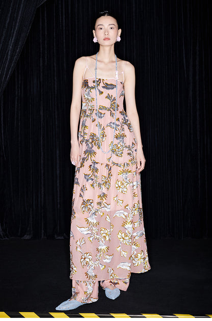 M essential Mackay designer velvet wide-hem slip dress Pants set - twe.