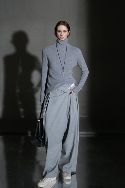 PIAOIN minimalist wool base layer women's turtle neck sweater top-GENA