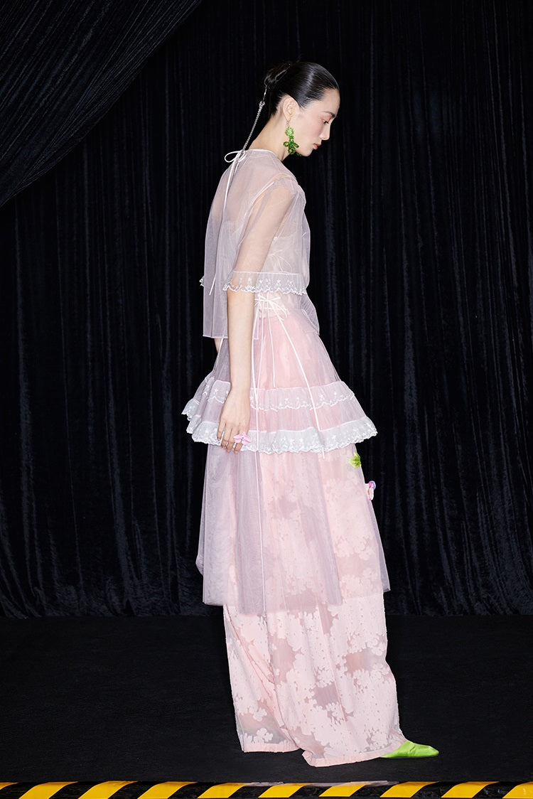 M essential Mackay designer brand mesh hand-painted morning glory vest - SAFE.