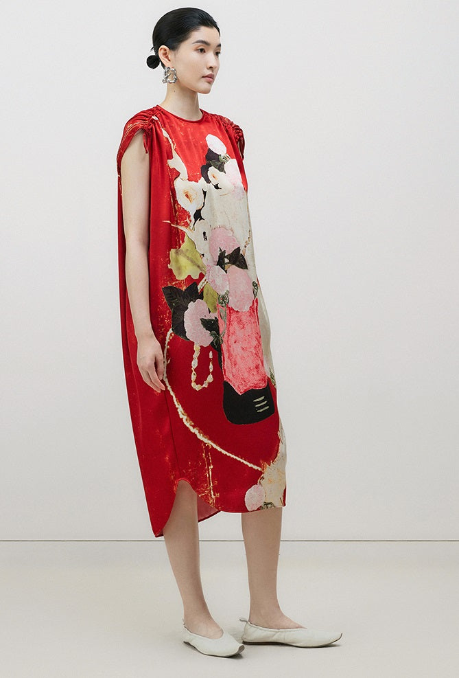 ZHUCHONGYUN spring silhouette shirred dress-KANON.