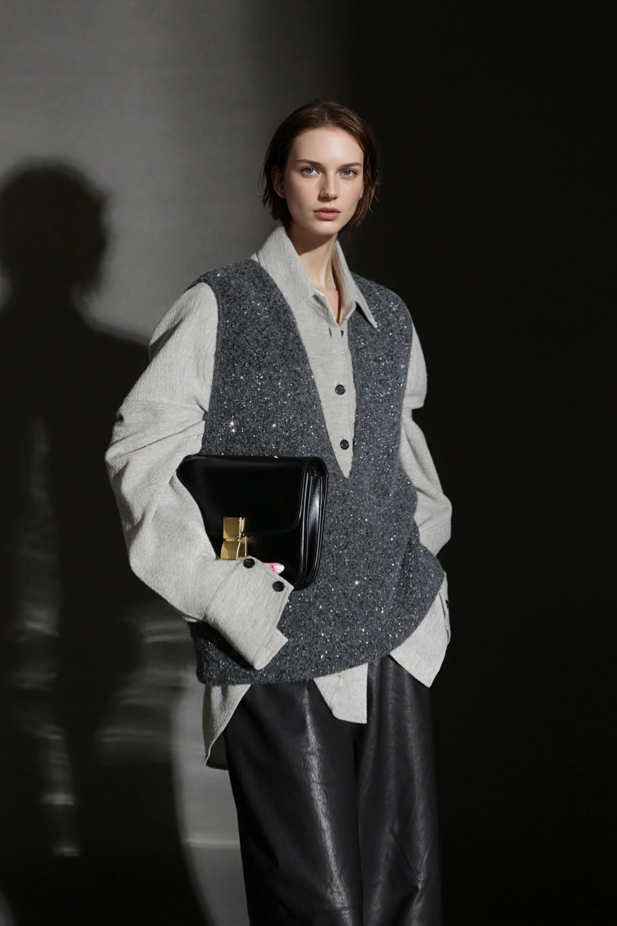 PIAOIN Luxury Old Money Style Wool Shirt Women's Single Breasted Shirt-FERA