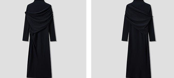 COMME MOI Lu Yan designer new women's wrap-around silk wool knitted dress - AHMED.