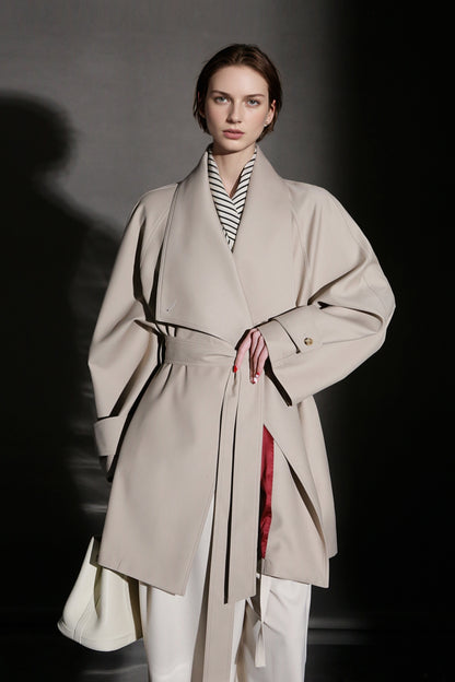 PIAOIN Silhouette design short windbreaker women's luxury jacket commuter-JEAN