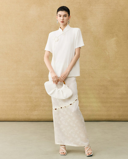 HECO Chinese Handmade Rose Tassel Short Sleeve T-Shirt  - GRADE.