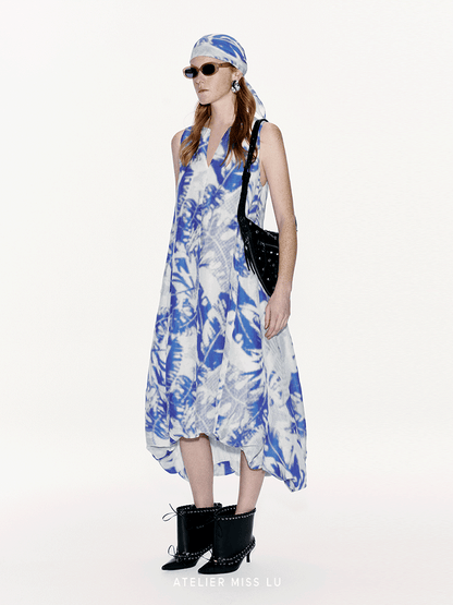 ATELIER MISS LU  Silk and Linen-blend Backless Bud Dress - TYLER