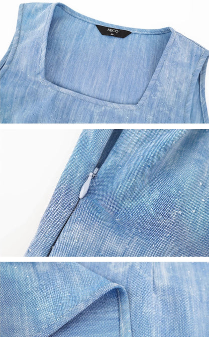 HECO Chinese women's summer blended glitter diamond I-shirt - SHADOW.