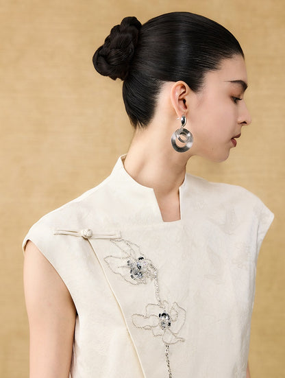 HECO Chinese style asymmetrical hand-embroidered vest top - FORD.