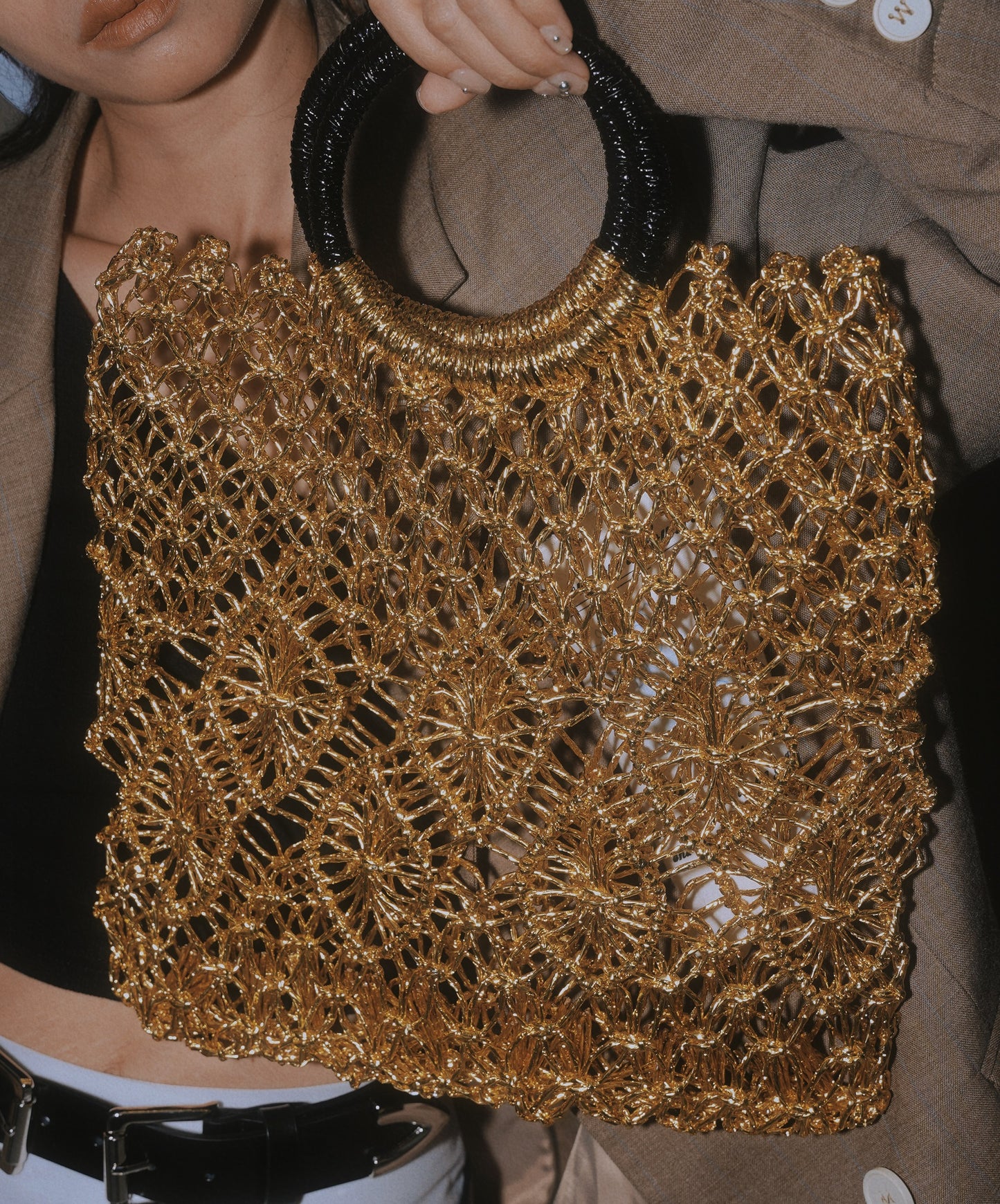 IUBALLET Cut-out Metallic Crotchet Tote Bag - UPHOLD.