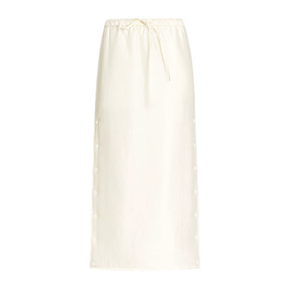 ZHUCHONGYUN midi cotton skirt with side button detailing and a drawstring waist-SEZA.