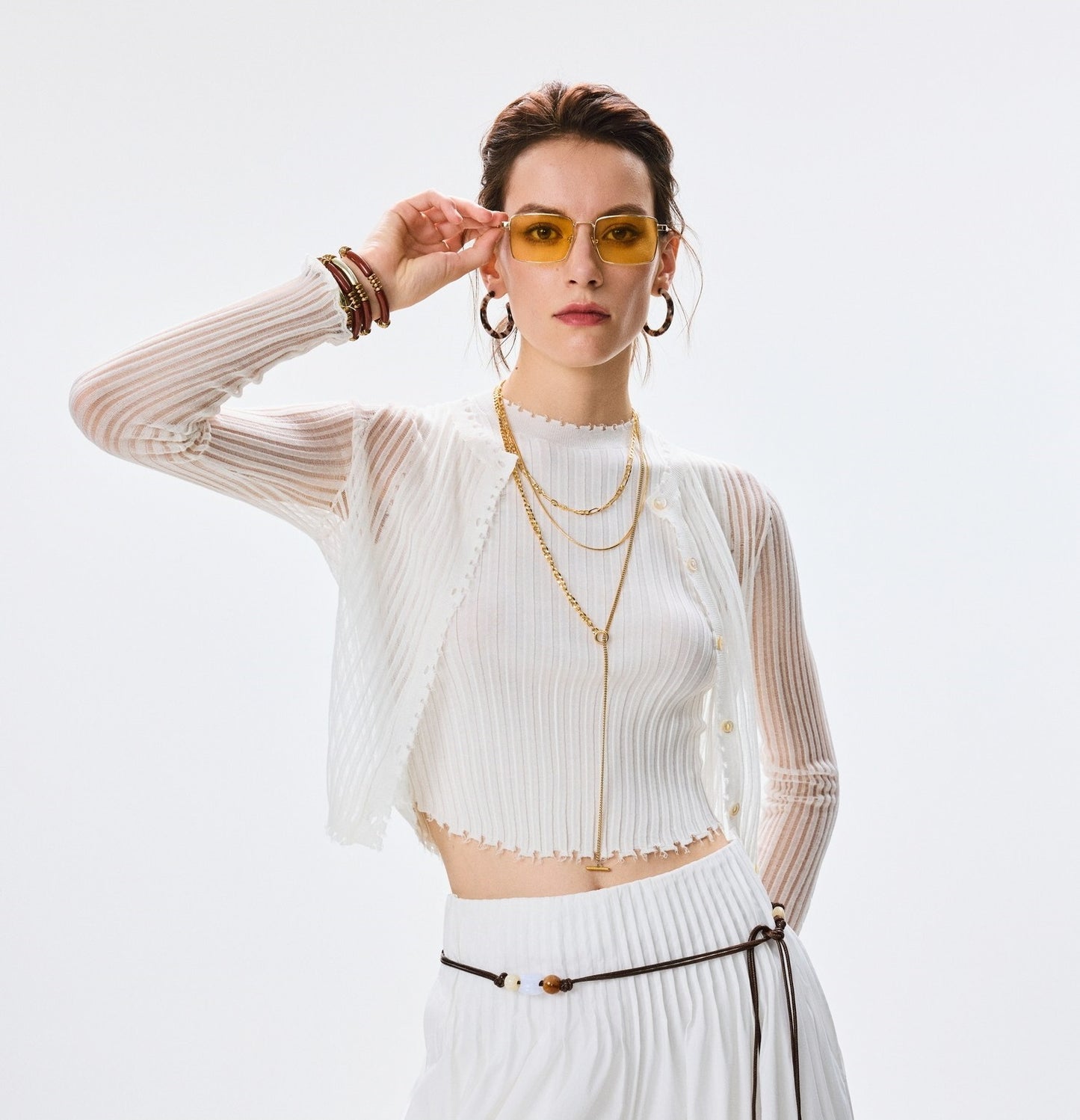 ANNASPEAK  breathable raw edge design knit vest cardigan-PORS.