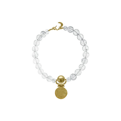 TUYUE natural white crystal round ball moon phase structure necklace - LILY.