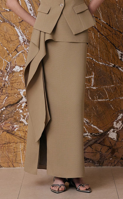 M essential Rhythm French Sleeveless Crew Neck Vest with Relaxed Elegance & Ruffled Hem Skirt-EVANORA.