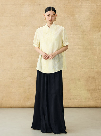 HECO Chinese style jacquard bubble summer silk cross-body top - PERFECT .