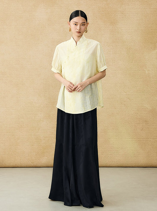 HECO Chinese style jacquard bubble summer silk cross-body top - PERFECT .