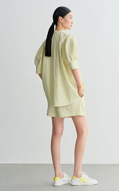 COMME MOI L summer women's yellow striped shorts - SALOME.