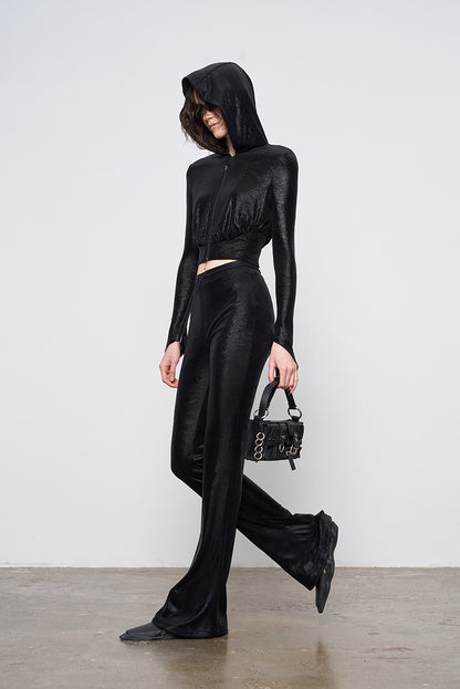 ANNAKIKI designer style back logo hot diamond waist hooded jacket-DAIKI