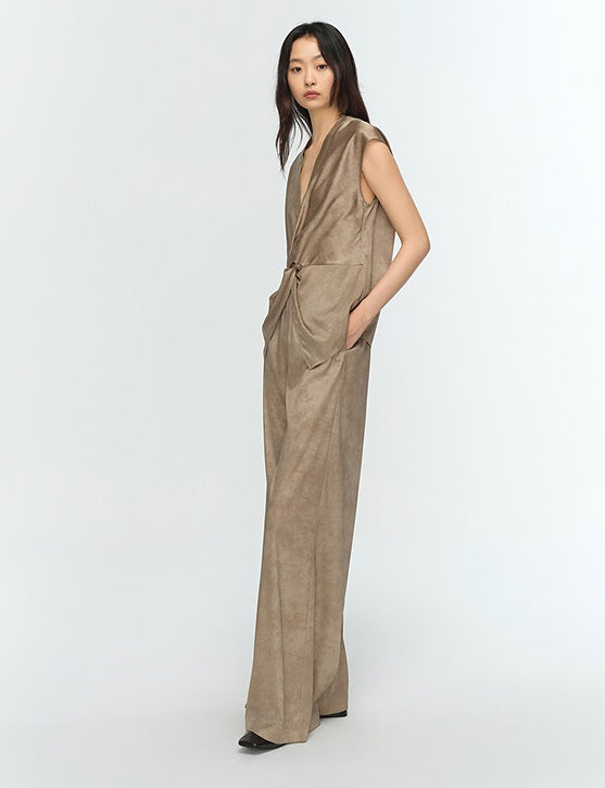 COMME MOI  mulberry silk pleated wide-leg pants - CHARITY.