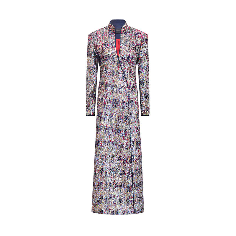 M essential Mackay designer Radiant Night Embroidered Slim Side Dress - TRIBE.