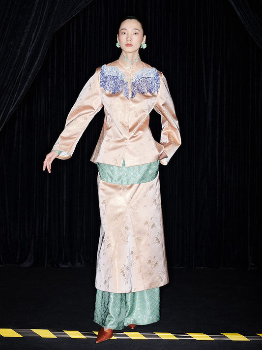 M essential Mackay designer brand Sea Cliff Tassel Beaded Shirt - plain.