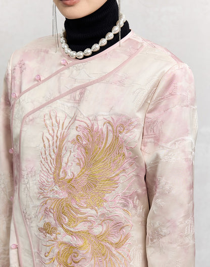 HECO 100% polyester pipa top  apricot phoenix tie-dye jacket women - guts.