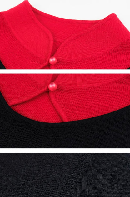 HECO 100% wool knit  black SWEATER hollow long sleeves spring - BRAY.