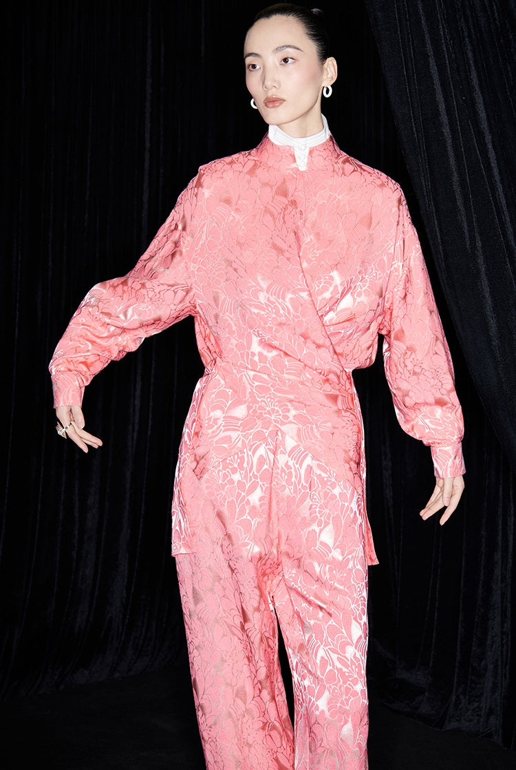 M essential Mackay designer fat jacquard wrapped around two stand-up collared shirts - LIGHT.