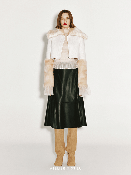 ATELIER MISS LU faux fur and sheep wool reversible short Coat - JANINE.