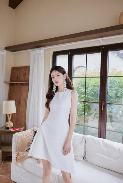 DOLLY Elegant Retro Style Crew Neck Sleeveless Slim Fit High Waist Dinner Dress-KIRSTEN