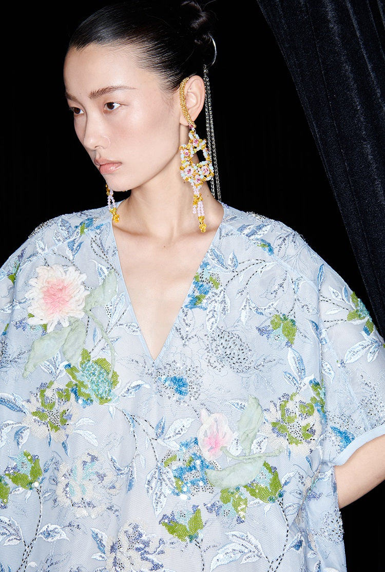 M essential Mackay designer Jiyi embroidery silk hand-dyed embroidery mermaid dress- YINKA.