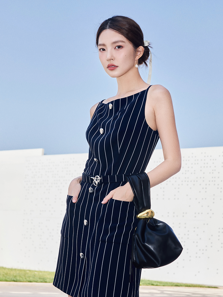 YES BY YESIR | Ye Qians Möbius-Inspired Snake Ring Slip Dress with Sculptural Vest -LILIANA.